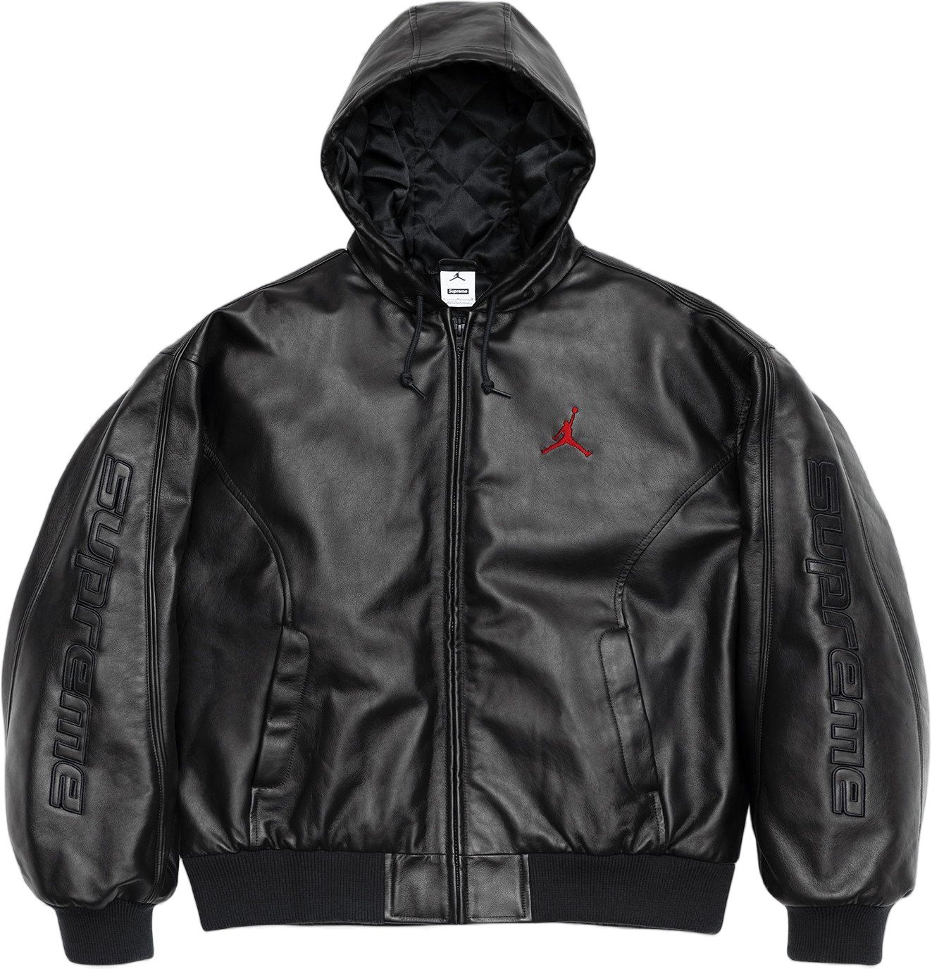 Supreme®/Jordan® Hooded Leather Jacket view 20